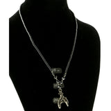 Dolphins Hematite-Pendant-Necklace With Bead Accents Silver-Tone & Gray Colored #4152
