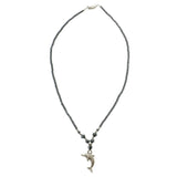 Dolphins Hematite-Pendant-Necklace With Bead Accents Gray & Silver-Tone Colored #4155