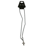 Cross Hematite-Pendant-Necklace With Bead Accents Silver-Tone & Gray Colored #4148