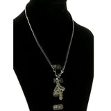 Cross Hematite-Pendant-Necklace With Bead Accents Silver-Tone & Gray Colored #4153