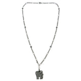 Elephants Stars Hematite-Pendant-Necklace  With Crystal Accents Gray Color #4146