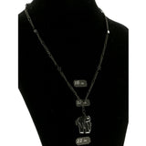 Elephants Stars Hematite-Pendant-Necklace  With Crystal Accents Gray Color #4146