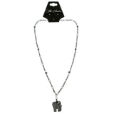 Elephants Stars Hematite-Pendant-Necklace  With Crystal Accents Gray Color #4146