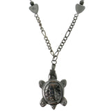 Turtle Hearts Hematite-Pendant-Necklace With Bead Accents Silver-Tone & Black Colored #4143