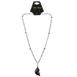 Stars Fish Hematite-Pendant-Necklace With Bead Accents Silver-Tone & Black Colored #4150