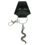 Snake Split-Ring-Keychain With Crystal Accents Silver-Tone & Clear Colored #015