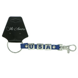 USA Patriotic Split-Ring-Keychain Blue & Silver-Tone Colored #017