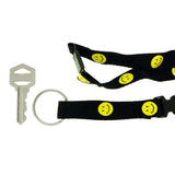 Smiley Face Lanyard-Keychain Black & Yellow Colored #41