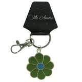 Flower Split-Ring-Keychain Green & Blue Colored #052