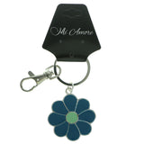 Flower Split-Ring-Keychain Blue & Green Colored #053