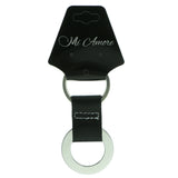 Silver-Tone & Black Colored Metal Split-Ring-Keychain #054