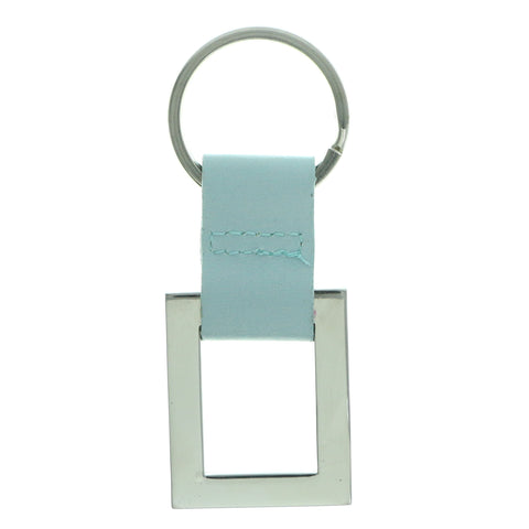 Silver-Tone & Blue Colored Metal Split-Ring-Keychain #055