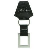 Silver-Tone & Black Colored Metal Split-Ring-Keychain #056