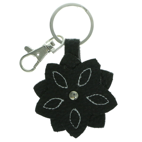 Flower Split-Ring-Keychain Black Color  #059