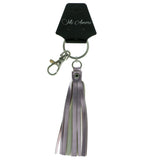 Pink Fabric Split-Ring-Keychain With Tassel Accents #067