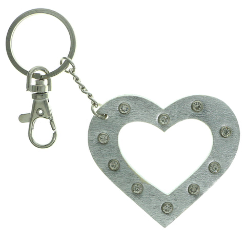 Heart Split-Ring-Keychain With Crystal Accents  Silver-Tone Color #070