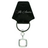 Silver-Tone & Clear Colored Metal Split-Ring-Keychain With Faceted Accents #076