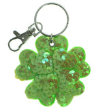 Flower Sequence AB Finish Split-Ring-Keychain Green & Multi Colored #081
