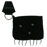 Change Purse AB Finish Split-Ring-Keychain With Bead Accents Black & Multi Colored #084