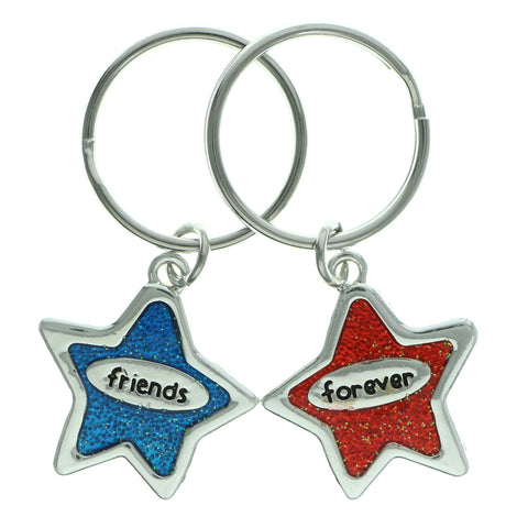 Friends Forever Stars Set Of Two Split-Ring-Keychain Silver-Tone & Multi Colored #087