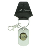 Monkey Split-Ring-Keychain Silver-Tone & Brown Colored #101