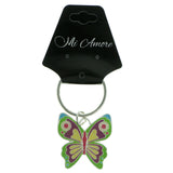 Butterfly Split-Ring-Keychain Silver-Tone & Multi Colored #120