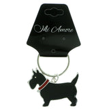 Dog Split-Ring-Keychain With Crystal Accents Black & Red Colored #121