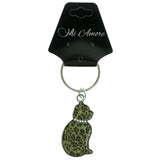 Cat Split-Ring-Keychain With Crystal Accents Brown & Black Colored #123