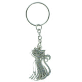 Cat AB Finish Glitter Split-Ring-Keychain Silver-Tone & Multi Colored #130