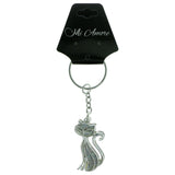 Cat AB Finish Glitter Split-Ring-Keychain Silver-Tone & Multi Colored #130