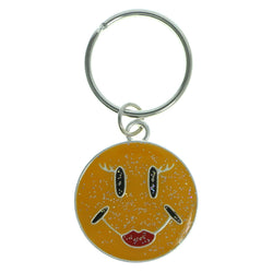 Smiley Face Glitter Split-Ring-Keychain Yellow & Red Colored #133