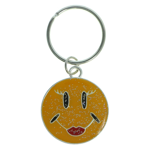 Smiley Face Glitter Split-Ring-Keychain Yellow & Red Colored #133