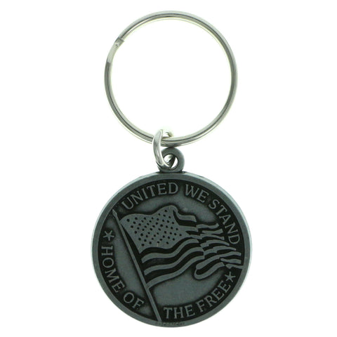 Patriotic Flag Split-Ring-Keychain Silver-Tone Color  #137