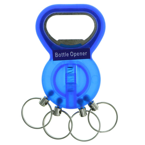 Bottle Opener Detatchable Split-Ring-Keychain Blue & Silver-Tone Colored #152