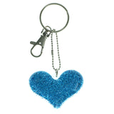 Heart Glittery Split-Ring-Keychain Clear & Blue Colored #158