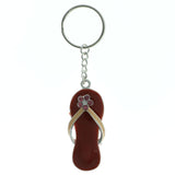 Flip Flop Flower Split-Ring-Keychain With Crystal Accents Pink & Peach Colored #168