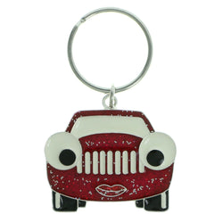 Female Car Split-Ring-Keychain Silver-Tone & Pink Colored #170