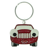 Female Car Split-Ring-Keychain Silver-Tone & Pink Colored #170