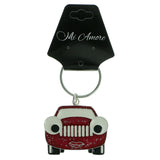Female Car Split-Ring-Keychain Silver-Tone & Pink Colored #170