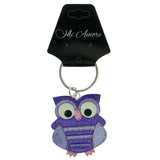 Owl Glittery Split-Ring-Keychain Purple & Pink Colored #171