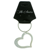 Heart Split-Ring-Keychain With Crystal Accents Silver-Tone & Clear Colored #173