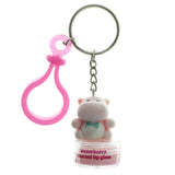 Lip Gloss Rhinoceros Split-Ring-Keychain Pink & Blue Colored #183