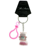 Lip Gloss Rhinoceros Split-Ring-Keychain Pink & Blue Colored #183