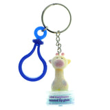 Lip Gloss Giraffe Split-Ring-Keychain Blue & Yellow Colored #186