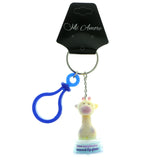 Lip Gloss Giraffe Split-Ring-Keychain Blue & Yellow Colored #186
