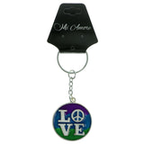 LOVE Peace Sign Split-Ring-Keychain Silver-Tone & Multi Colored #188