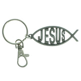 Jesus Fish Religious-Keychain Silver-Tone Color  #199