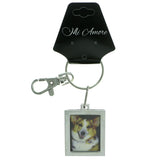 Picture Frame Double Sided Frame Size 1 1/4 X 1 1/2 Split-Ring-Keychain Silver-Tone Color  #201