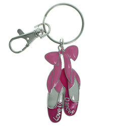 Ballerina Slippers Dance Split-Ring-Keychain Pink & Silver-Tone Colored #216
