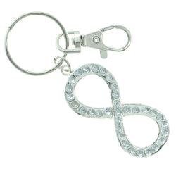 Infinity Symbol Split-Ring-Keychain With Crystal Accents Silver-Tone & Clear Colored #222
